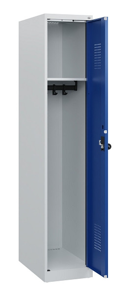 C+P Spind Evolo PLUS, 1 Abteil, 1530x300x500mm, 7035/5010, Drehriegel, 0490005-10 S10006