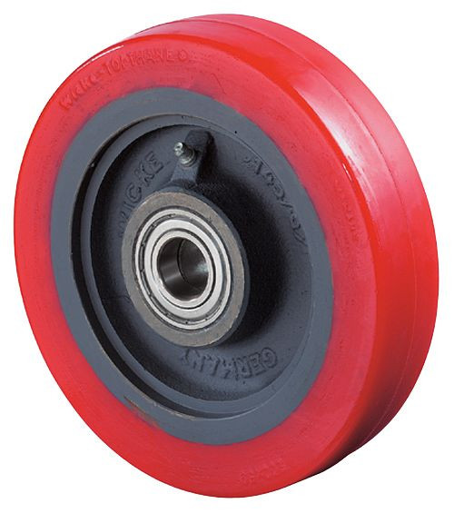 BS Rollen Polyurethanrad, Rad-Breite 80 mm, Rad-Ø 250 mm, Tragfähigkeit 950 kg, Lauffläche Guss-Polyurethan 78 Shore A, Radkörper Guss, Kugellager, C11.253