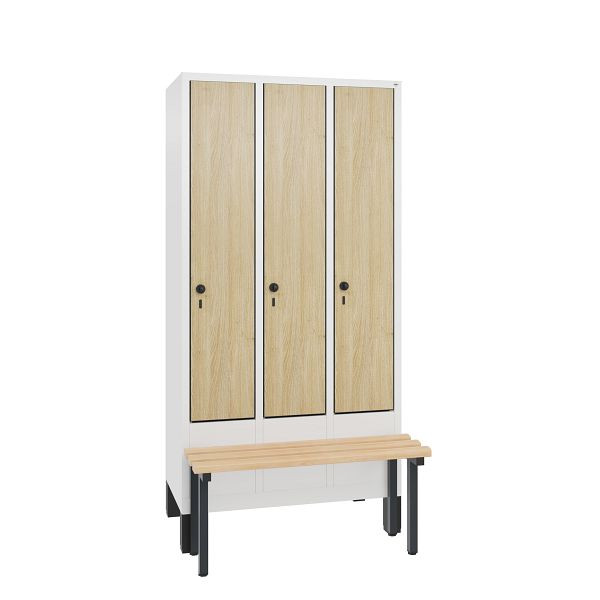 C+P Spind Evolo, 3 Abteile, H1850xB900xT815 mm, Weiß/MDF Eiche, 48030-30 S10409