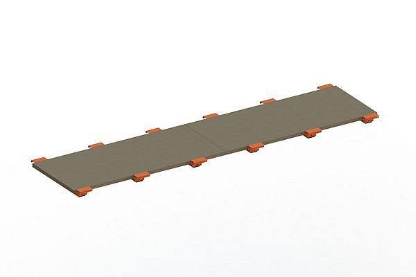 Meta Spanplattenboden 3600x800x38 mm mit abgesetzten Tiefenauflagen, für Palettenregal MULTIPAL, 20080656