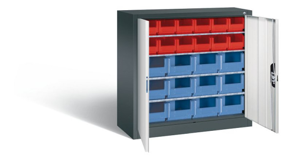 C+P Magazinschrank Serie 13, H1000xB1000xT420mm, Farbe: Anthrazitgrau / Lichtgrau, Muldengriff, 133944-23 S10018