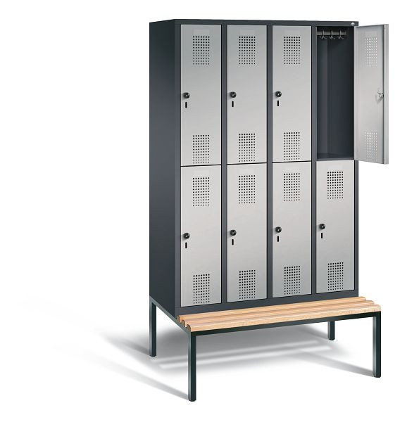 C+P Spind doppelstöckig Evolo, H2090xB1190xT815mm, Farbe: Schwarzgrau / Weißaluminium, 48350-40 S10147