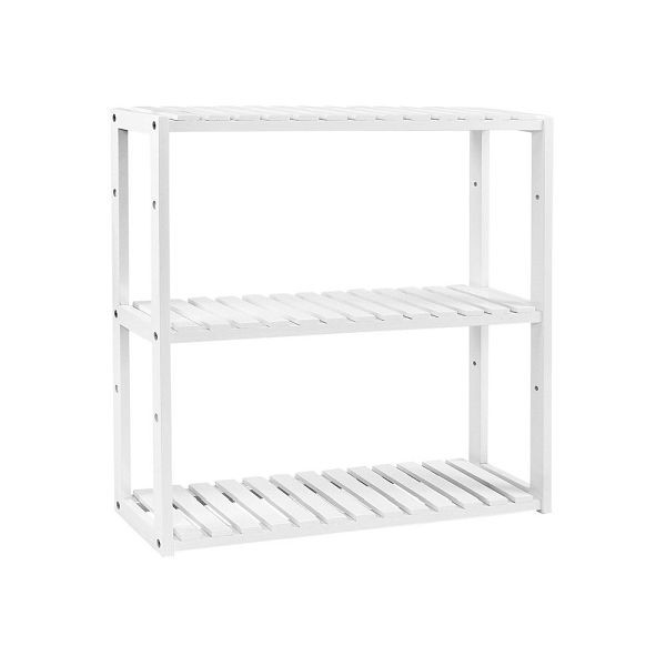 SONGMICS Bambusregal mit 3 Ablagen Weiß, BCB13W