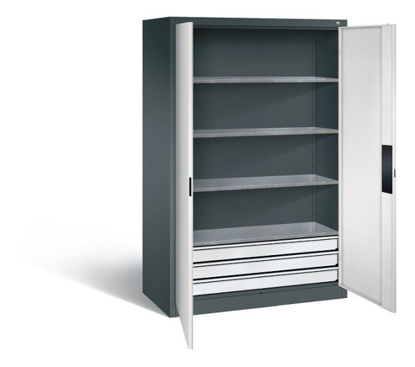 C+P Werkzeugschrank Acurado, H1950xB1200xT600mm, Farbe: Anthrazitgrau / Lichtgrau, Muldengriff, 8932-523 S10144