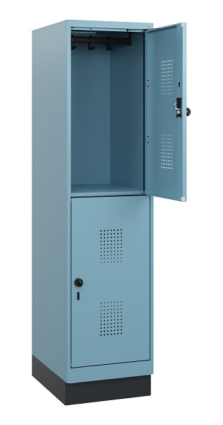 C+P Doppelstöckiger Spind Evolo PLUS, Sockel, 2 Fächer, 1630x400x500mm, 0010/001, Drehriegel, 0493205-12 S10025