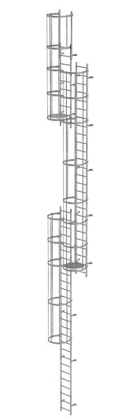 Munk Günzburger Steigtechnik Mehrzügige Steigleiter mit Rückenschutz (Notleiter) Stahl verzinkt 14,36m, 520240