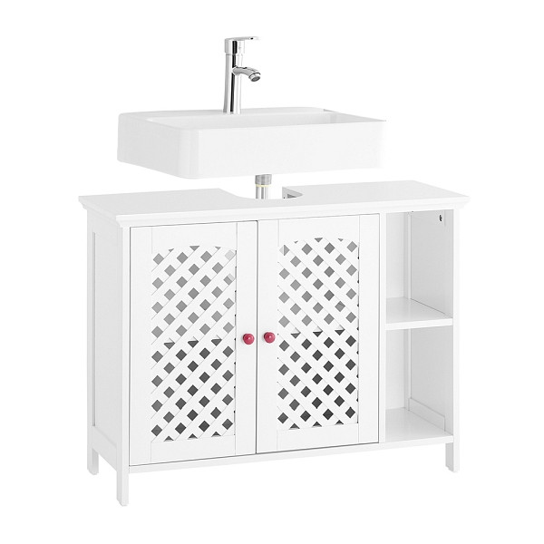 SoBuy Waschbeckenunterschrank mit zwei Türen Weiß 80x31.5x60.5 cm, Modern, BZR210-W