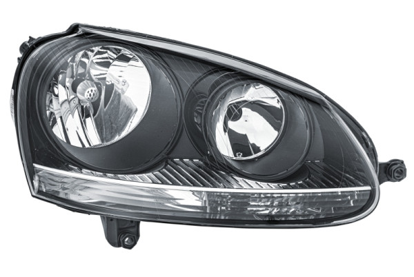 HELLA Halogen-Hauptscheinwerfer, für u.a. VW Golf V (1K1), schwarz, ECE, für Rechtsverkehr, rechts, 1EG 247 007-621