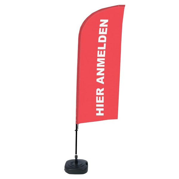 Showdown Displays Beachflag Alu Wind Komplett-Set Hier Anmelden Rot Deutsch ECO, BFAW310-WT21-I118ECO