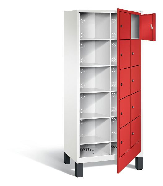 C+P Wäsche-Sammelschrank Evolo, H1850xB810xT500mm, Farbe: Verkehrsweiß / feuerrot, 48060-205 S10233