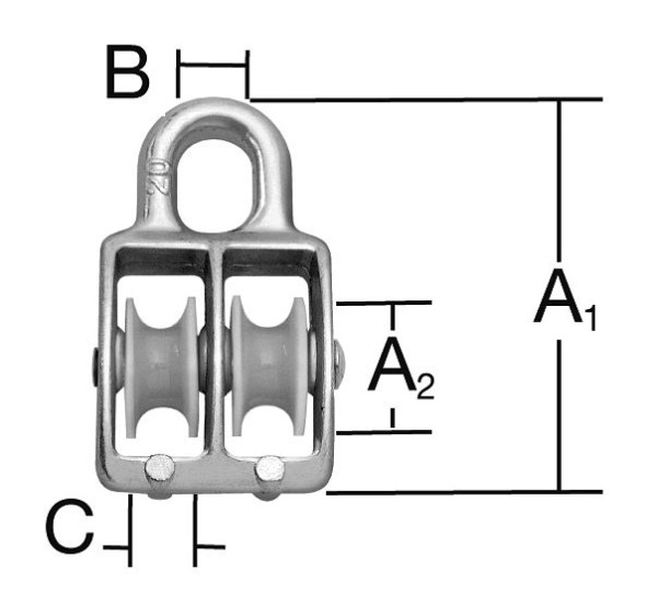 Vormann Doppel-Blockseilrolle bis 8mm verzinkt, VE: 5 Stück, 007900231AV