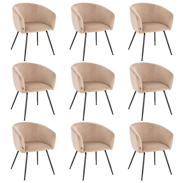 HOME DELUXE Esszimmerstuhl ARIA Samt Beige - Stückzahl: 9, 55977