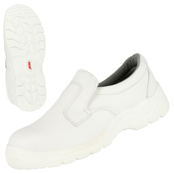 NITRAS CLEAN STEP SL, S2 Sicherheitsslipper, strapazierfähiges Kunstleder, weiß, widerstandsfähige PULaufsohle, weiß, Größe: 36, VE: 10 Paar, 7250-36