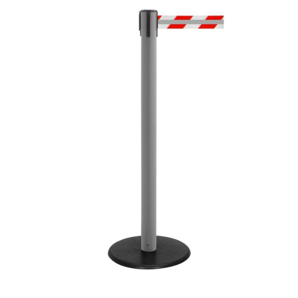 Stein HGS Personenleitsystem 'P-Line Famous Reflex' aus Kunststoff, reflektierendes Gurtband, rot/weiss mit Reflektorstreifen, 2,3 m, grau, 65857.0001