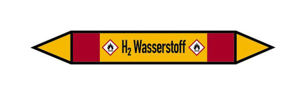 Schilder Klar Rohrleitungskennzeichen H2 Wasserstoff, 187x26 mm Folie selbstklebend, 101558/31