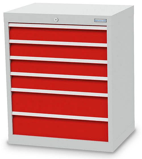 Bedrunka+Hirth Schubladenschrank, Tiefe 500 mm, R 24-16, 680 x 500 x 819 mm, 6 x Schubladen (4x 100VA, 2x 150VA), Tragkraft 75 kg, 68.420-75