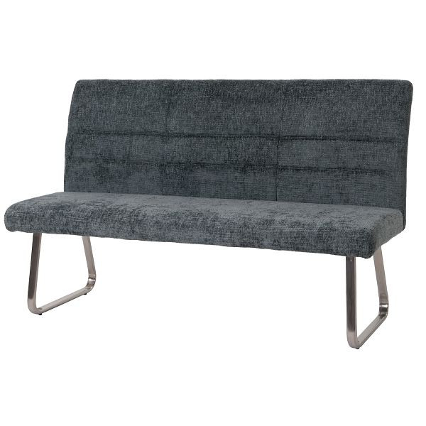 Mendler Sitzbank HWC-G55, Esszimmerbank Bank, Edelstahl gebürstet Stoff/Textil Chenille Öko-Tex, 160cm, blau-grün, 108105