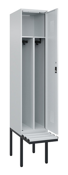 C+P Spind Evolo PLUS, 1 Abteile, 2120x400x815mm, 7035/7035, Haken 4, Zylinderschloss, Sitzfläche Kunststoff, Trennwand, 0490407-12F S10094