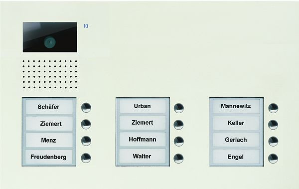 TCS Video Außenstation Serie AVU mit 12 Klingeltasten (rechtsbündig), 3-spaltig, UP weiß, AVU16120-0019