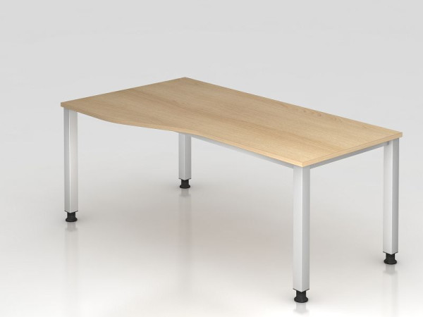 Hammerbacher Schreibtisch 4-Fuß eckig 180x100/80cm Eiche, Freiform, links oder rechts montierbar, VQS18/E/S