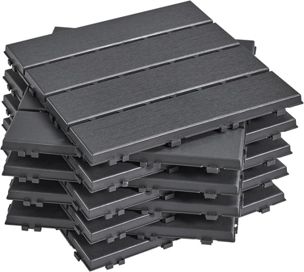 SoBuy 3er-Set Raumteiler in Schwarz, Bodenfliesen mit Klick-System, aus PP-Kunststoff, 31x31x2 cm, Tragkraft 113 kg, SDA14-HGx3