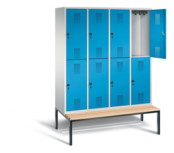 C+P Spind doppelstöckig Evolo, H2090xB1590xT810mm, Farbe: Lichtgrau / Lichtblau, 48350-42 S10054