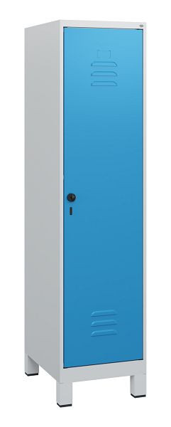 C+P Umkleidespind Classic PLUS, Füße, 1630x400x500mm, 7035/5012, Drehriegel, 0800105-12 S10004