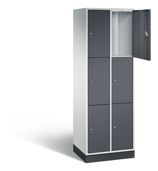 C+P Schließfachschrank Intro, H1950xB620xT490mm, Farbe: Lichtgrau / Schwarzgrau, 8370-201 S10073