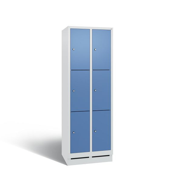 C+P Schließfachschrank Evolo, 6 Fächer, H1800xB610xT500 mm, Grau/Fernblau, 48020-203 S10162