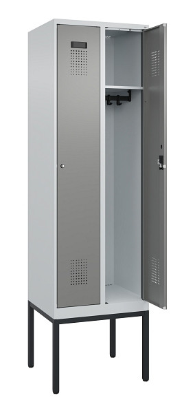 C+P Spind Evolo PLUS, Gestell, 2 Abteile, 2120x600x500mm, 7035/0004, Verschluss Zylinderschloss, Ablageböden 2, 0490307-20 S10041