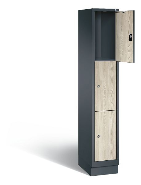C+P Schließfachschrank Evolo, H1800xB320xT500mm, Farbe: Anthrazitgrau / Dekor Sen-Esche, 48020-103 S10139