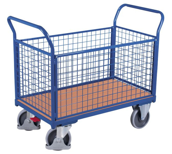 VARIOfit Vierwandwagen mit Draht, Ladefläche: 1.200 x 750 mm, RAL 5010 enzianblau, sw-800.401