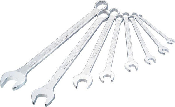 Hazet Ring-Maulschlüssel, extra lang, schlanke Bauform, Außen-Doppel-Sechskant-Tractionsprofil, 10 - 32, Anzahl Werkzeuge: 8, 600LG/8
