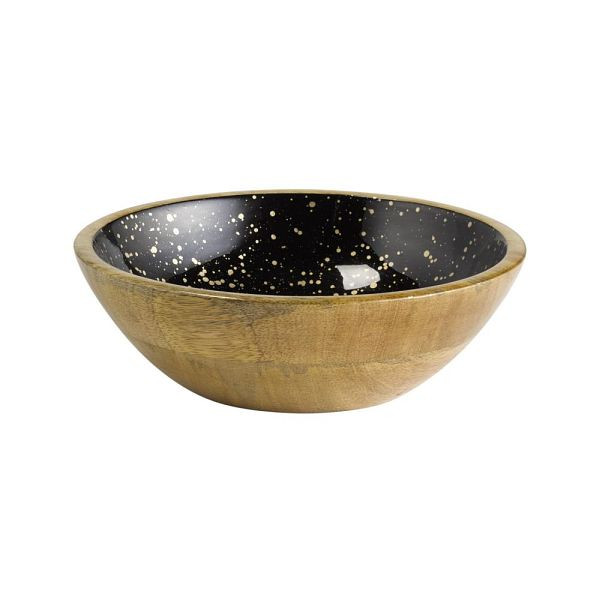 APS Schale "MANGO", Mangoholz, Epoxidharzbeschichtung innen, Ø 24 cm, 1,1 Liter, schwarz-gold, 01053