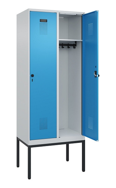 C+P Spind Evolo PLUS, Gestell, 2 Abteile, 2120x800x500mm, 7035/5012, Verschluss Drehriegel, Ablageböden 2, 0490307-22 S10007