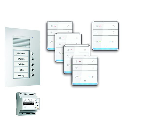 TCS Türkontrollsystem audio:pack UP für 5 Wohneinheiten, mit Außenstation PUK 5 Klingeltasten, 5x Freisprecher ISW5010, Steuergerät BVS20, PPUF05-EN/01