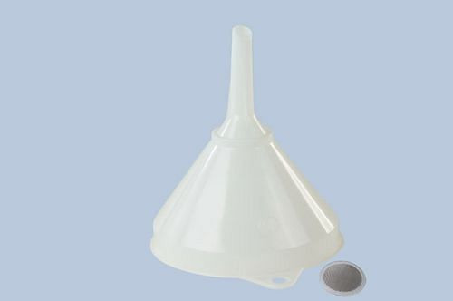 DENIOS Trichter aus Kunststoff, Durchmesser 168 mm, mit Aufhängeöse, Überlaufrand und Sieb, VE: 10 Stück, 308408