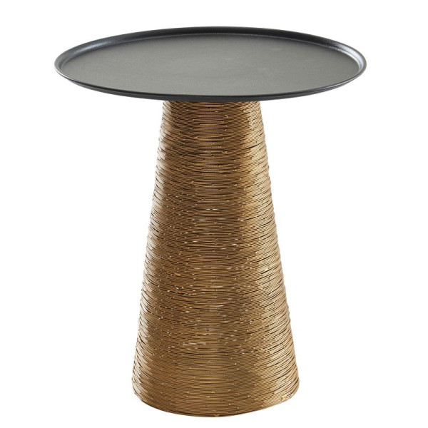 Wohnling Beistelltisch Gold Schwarz 40 x 40 x 45 cm Anstelltisch Aluminium, Kleiner Sofatisch Metall Rund, Wohnzimmertisch Couch Modern, WL6.680