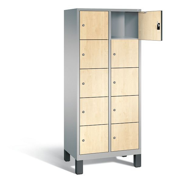 C+P Schließfachschrank Evolo, H1850xB810xT500mm, Farbe: Weißaluminium / Dekor Donau-Ahorn, 48010-225 S10144
