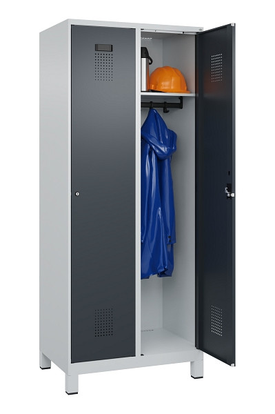 C+P Spind Evolo PLUS, mit Füßen, 2 Abteile, 1950x800x500mm, 7035/7016, Verschluss Zylinderschloss, Ablageböden 2, 049010-22 S10039