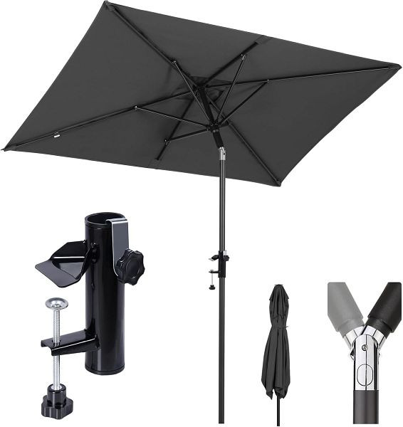 Sekey 200 x 125 cm Sonnenschirm Balkon Rechteckig mit Halterung für Balkon, Terrasse und Garten, UB158
