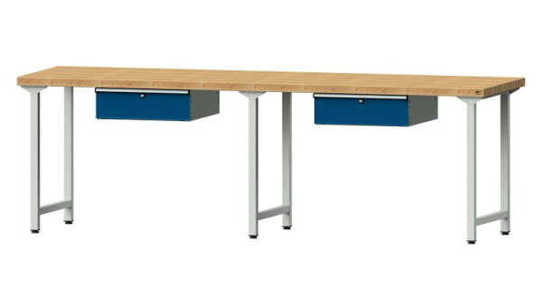 ANKE Werkbänke Arbeitstisch, Modell 193, 2800 x 800 x 900 mm, RAL 7035/5010, BMP 50 mm, 401.467