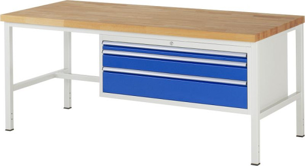 RAU Werkbank Serie 8000 - Modell 8326, B2000 x T900 x H840-1040 mm, Systemunterbau B1995 x T850 x H800-1000 mm, 03-8326A1-209B4H.11