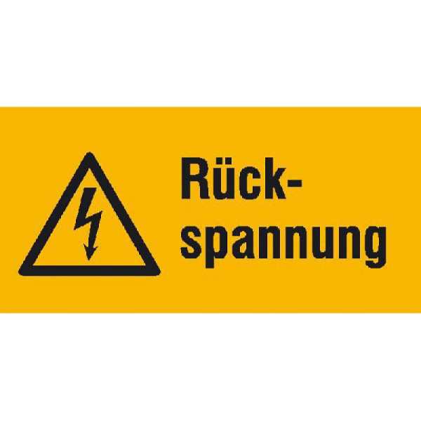 Stein HGS Elektrokennzeichnung/Warnkombischild, Rückspannung, 52 x 26 mm / Folie, 9er-Bogen, 30.1481