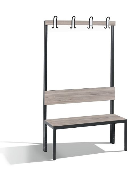 C+P Garderobenbank mit Rückenlehne, Basic Plus, H1650xB1000xT407mm, 8060-100 S10003