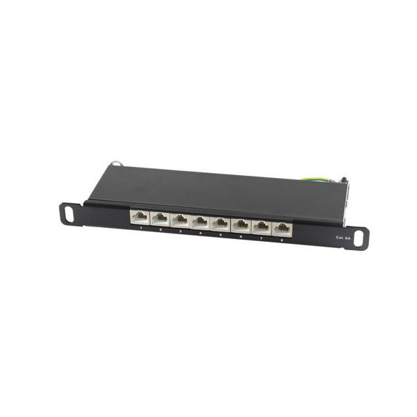 S-Conn Slim Patchpanel cat6A, 8 Port 0,5HE, 10”, 08-67050
