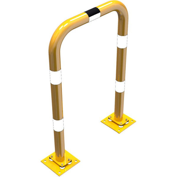 Stein HGS Rammschutzbügel -Solid- Ø 76 mm, 750x1150mm, zum Aufdübeln mit Bodenplatte 220 x 220 mm, 477.08npbg