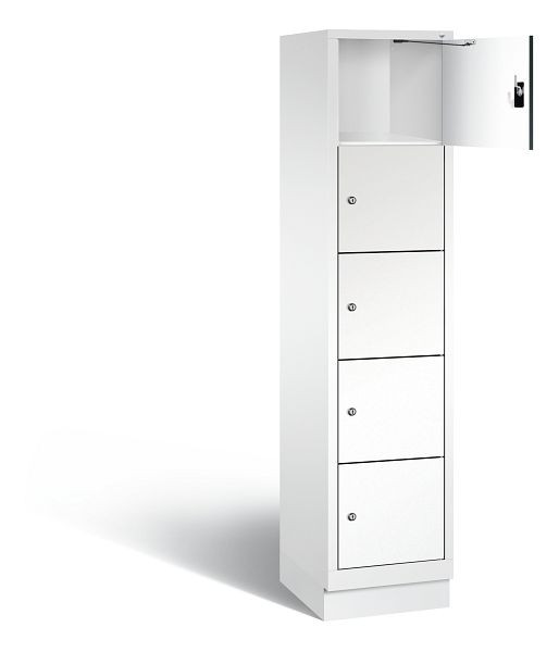 C+P Schließfachschrank Evolo, H1800xB420xT500mm, Farbe: Verkehrsweiß / Dekor Weiß, 48020-125 S10150
