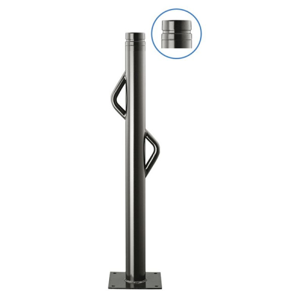 Stein HGS Stilpfosten Ø76mm mit Rohrbügeln und Flachkopf, herausnehmbar, Profilzylinder oben, Bodenhülse, 13319