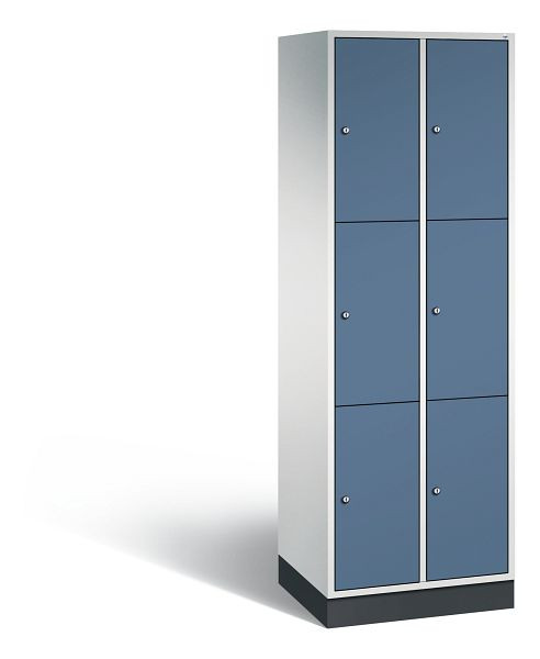 C+P Schließfachschrank Intro, 6 Fächer, H1950xB620xT490 mm, Grau/Fernblau, 8370-201 S10102